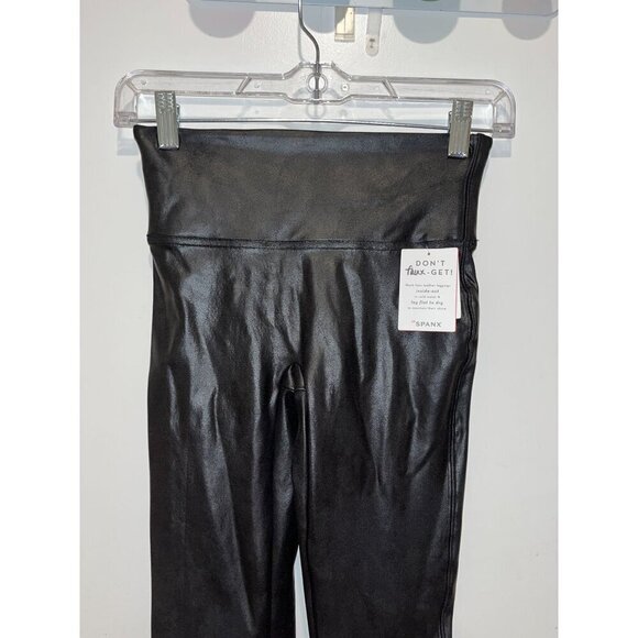 NWT Spanx Faux Leather Black Leggings Shaping High-Waist Size Small - Picture 4 of 12